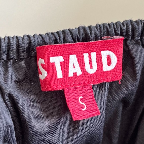 Staud Jules Puff Sleeve Peplum Smocked Top Womens Small Black - Picture 10 of 11